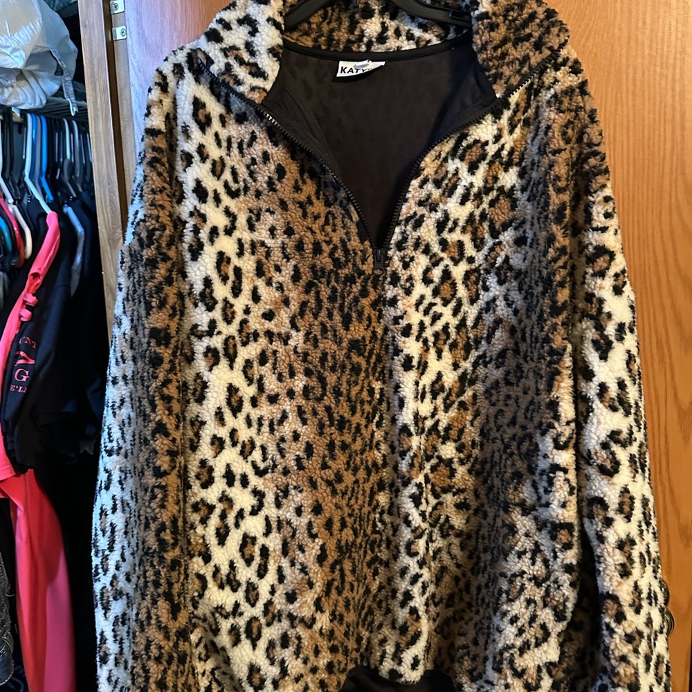 Katydid Animal Print Teddy Jacket